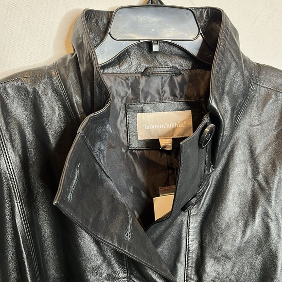 NWT WOMAN WITHIN Genuine Leather Swing Coat SIZE 26/28 - Picture 5 of 9